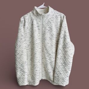 T by Talbots Fleece Lined White/Gray Jacket 1X